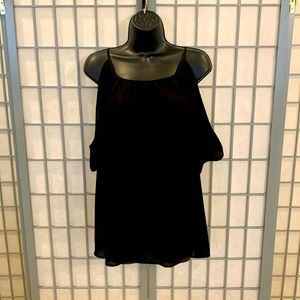 VERONICA M Black Cold Shoulder Flowy Top NEW